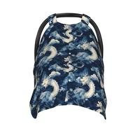 Cool Dragon Blue Print Baby Car Seat Covers, Breathable Nursing Cover Breastfeeding Cover, Stroller Covers, Multi-use Infant Carseat Canopy, Baby Boys Girls Newborn Essentials