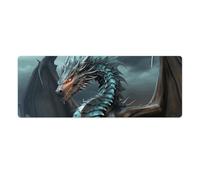 Cool Dragon Desk Mat 30x80cm, Non-Slip Rubber Base with Stitched Edges, Waterproof Desk Pad for Keyboard & Mouse, Large Mouse Pad for Office Gaming