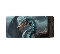 Cool Dragon Desk Mat 40x90cm, Non-Slip Rubber Base with Stitched Edges, Waterproof Desk Pad for Keyboard & Mouse, Large Mouse Pad for Office Gaming