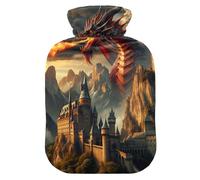 Cool Dragon Hot Water Bottles with Velvet Cover, Foot Bed Hot Water Bottle, Pain Relief, Small