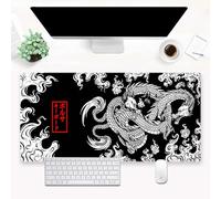 Cool Dragon Mouse pad Black and White Desk Pad Mat Extended XXL Large Gaming Mousepad Keyboard and Mouse pad 31.5''X15.7'' Designed with 3mm Thick Non-Slip Rubber Base and Durable Stitched Edges