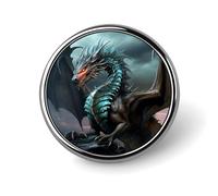 Cool Dragon Round Lapel Pins for Men Women Metal Button Pin Fashion Personalized Brooch Pins for Men Suits Cute Brooch Badge for Backpack Clothing Hat Bag Decoration
