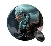 Cool Dragon Round Mouse Pad 7.8 Inch, Portable Gaming Mouse Mat with Non-Slip Rubber Base & Smooth Surface, Waterproof Mousepad for PC, Laptop, Computer, Office, Home