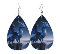 Cool Dragon Standing On The Cliff Edge Teardrop Earrings Luxurious Leather Dangle Drop Earrings Fashionable Holiday Earring For Party Beach Daily Wear