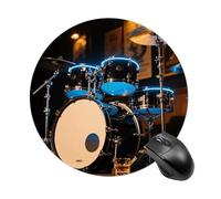 Cool Drum Mouse Pad Round Laptop Mouse Mat Cute Computer Mousepad Keyboard Pad Non-Slip Desk Pads for Gaming Office Work Home