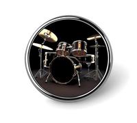 Cool Drum Set Badges Circle with Button Design, Personalized Picture Pin Brooches, Round Badge Holders for Decorate Hat Shirt Clothing Bag Accessories
