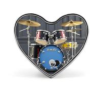 Cool Drum Set Button Pin Heart Shape Alloy Lapel Pins Badges Novelty Funny Enamel Pins Personalized Pinback Button Badges Cute Heart Brooche for Jackets Bags
