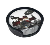 Cool Drum Set Coasters For Drinks Set Of 6 Leather Tea Cup Coaster Drink Coasters For Cup Kitchen Bar Home Decor Housewarming Gift