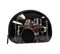 Cool Drum Set Coin Purse Personalized Coin Bag for Women Men Change Purse Small Wallets with Zipper Mini Shell Coin Pouch Outdoor Shopping Change Storage Bag Handbags Gifts