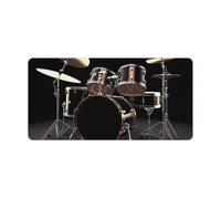 Cool Drum Set Desk Mat 30x60cm, Non-Slip Rubber Base with Stitched Edges, Waterproof Desk Pad for Keyboard & Mouse, Large Mouse Pad for Office Gaming