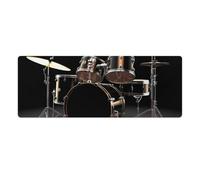 Cool Drum Set Desk Mat 30x80cm, Non-Slip Rubber Base with Stitched Edges, Waterproof Desk Pad for Keyboard & Mouse, Large Mouse Pad for Office Gaming