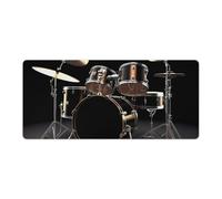 Cool Drum Set Desk Mat 40x90cm, Non-Slip Rubber Base with Stitched Edges, Waterproof Desk Pad for Keyboard & Mouse, Large Mouse Pad for Office Gaming