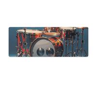 Cool Drum Set Desk Mat with Stitched Edges, Rubber Mouse Mat for Keyboard Mats Non-Slip Waterproof Desk Pad Office Supplies Large Gaming Mouse Pad for Home Work