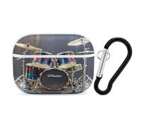 Cool Drum Set Earbuds Organizer Shockproof Protective Airpods Pro Cover with Carabiner Clip Anti Fall Carrying Earphone Case Cover for Airpods Pro 2nd Generation White