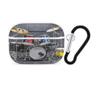 Cool Drum Set Earbuds Organizer Shockproof Protective Airpods Pro Cover with Carabiner Clip Anti Fall Carrying Earphone Case Cover for Airpods Pro 2nd Generation White