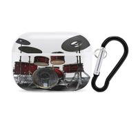 Cool Drum Set Earbuds Organizer Shockproof Protective Airpods Pro Cover with Carabiner Clip Anti Fall Carrying Earphone Case Cover for Airpods Pro 2nd Generation White