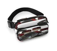 Cool Drum Set Fanny Pack Belt Bag with Adjustable Strap Fashion Waist Bag for Outdoor Sports Hiking, white, 20x13cm, Full Printed Waist Bag