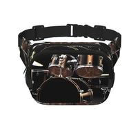 Cool Drum Set Fanny Pack For Women Waterproof Adjustable Belt Bags Waist Pack Fashion Casual Crossbody Bags Bum Bag For Running Workout Hiking Traveling, Black, One Size
