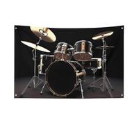Cool Drum Set Flag 3x5 Ft No Fade Welcome Flag Garden Yard House Flags Decorative Garden Yard Sign Indoor Outdoor Banner Party Home Decor