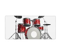Cool Drum Set Gaming Mouse Pad, Extended Mouse Pad, Oversized Rubber Keyboard Pad 16x35.5in for Home Office Gaming Work