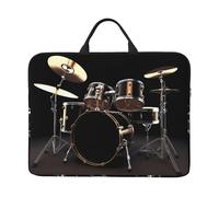 Cool Drum Set Laptop Sleeve Case 14 Inch Waterproof Lightweight Laptop Case Bag with Handle Travel Laptop Bag Briefcase Messenger Bag for Women Men