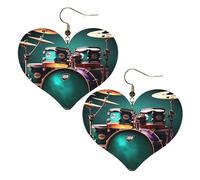 Cool Drum Set Leather Earrings for Women Heart Earring Lightweight Dangle Drop Earring Set Jewelry Gift