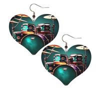 Cool Drum Set Leather Earrings for Women Heart Earring Lightweight Dangle Drop Earring Set Jewelry Gift
