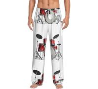 Cool Drum Set Men'S Pajama Pants Loose Leisure Loungewear Lie In Bed Sofa With Pockets Elastic Waist