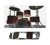 Cool Drum Set Mouse Pad Large Desk Mat XL PU Leather Desk Pad Waterproof Gaming Mousepad Easy Clean Desk Protector Mat Keyboard Mats, Writing Pad for Office Home 29.5 x 16 in
