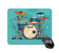 Cool Drum Set Mouse Pad Square Mouse Mat Non-Slip Rubber Base Mousepad Wireless Mice Mat for Gaming, Office & Home, Waterproof Mouses Mats for Laptop/Desktop 20 * 25cm