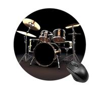 Cool Drum Set Mouse Pad - Ultra Thin, 7.8 Inch Round Mousepad with Non-Slip Rubber Base, Waterproof Mouse Mat for Office, Gaming
