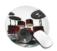 Cool Drum Set Mouse Pad Waterproof Gaming Mousepad with Non-Slip Rubber Base Round Computer Mouse Mat for Office Latop Mousepads Washable Cloth Desk Pad 8 x 8 in