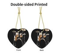 Cool Drum Set -Print Custom Heart-Shaped Acrylic Ornaments For Christmas & Events | Double-Sided Printing, Premium Gold Lanyard | For Weddings, Parties, And Retail Displays.