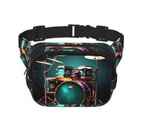 Cool Drum Set print Fanny Pack Purse with Adjustable Strap Square Double Layer Waist Bag Belt Unisex Everywhere