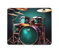 Cool Drum Set Print Mouse Pad,Square Waterproof Non Slips Rubber Base MousePads for Office PC Laptop