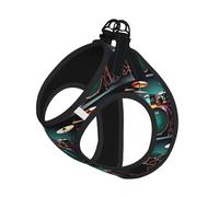 Cool Drum Set Print Reflective Pet Leash Vest For Small Dogs & Cats, Adjustable Outdoor Walking Hiking Vest