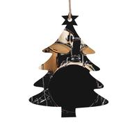 Cool Drum Set Printed Christmas Tree Shape Christmas Tree Pendants 2 Pcs, Lanyards Home Holiday Xmas New Year Party Decorations