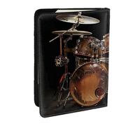 Cool Drum Set Printed Passport Holder - 6.5 x 4.5 Inch RFID Blocking Travel Wallet,Stylish Passport Cover,Lightweight Document Organizer for Cards