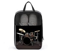 Cool Drum Set Shoe Bag for Travel Water-Resistant Shoe Pouch for Gym Portable Sneaker Bag with Zipper Travel Luggage Shoes Organizer Soccer Cleats Bag for Gym, Luggage