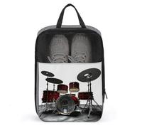 Cool Drum Set Shoe Bag for Travel Water-Resistant Shoe Pouch for Gym Portable Sneaker Bag with Zipper Travel Luggage Shoes Organizer Soccer Cleats Bag for Gym, Luggage