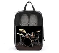 Cool Drum Set Shoe Bag Waterproof & Breathable Shoe Pouch for Travel, Portable Carry Case for Sports Sneakers, Gym, Vacation