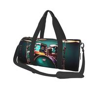 Cool Drum Set Travel Duffel Bag Sports Gym Bag, Lightweight Overnight Weekender Bag With Shoes Compartment Yoga Gym Sports Bag For Men Women