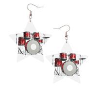 Cool Drum Set Women's Fashion Earrings, Celestial Dangle Earrings, Star Shape Jewelry for a Versatile
