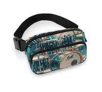 Cool Drums Set Fanny Pack for Women Men Waist Bag Belt Bag Adjustable Casual Bag for Travel Sports Hiking, white, 7.9x5.1inches