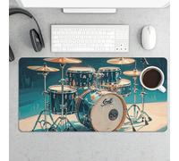 Cool Drums Set Gaming Mouse Pad 12x24 Inch Desk Pad Protector Waterproof Non-Slip Rubber Base Keyboard Mat Extra Large Desktop Mat for Office Home Computer Laptop Table Accessory