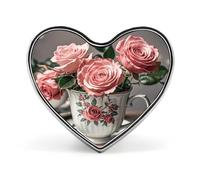 Cool Drums Set Lapel Pin Cute Heart Brooch Badge Fashion Tie Tack Pin for Hats, Clothing, Bags Unique Accessories Gift for Men & Women, Tea Cups with Roses Romantic Shabby, Love form