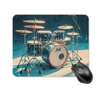 Cool Drums Set Mouse Pad Square Mice Mat Waterproof Computer Mousepad with Non-Slip Rubber Base Wireless Mice Pad for Laptop Office Home Personalized Gaming Mousepad 20 * 25cm