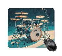 Cool Drums Set Mouse Pad Square Mice Mat Waterproof Computer Mousepad with Non-Slip Rubber Base Wireless Mice Pad for Laptop Office Home Personalized Gaming Mousepad 25 * 30cm