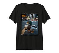 Cool Duck Drinking Iced Coffee in City Street Premium T-Shirt