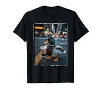 Cool Duck Drinking Iced Coffee in City Street T-Shirt